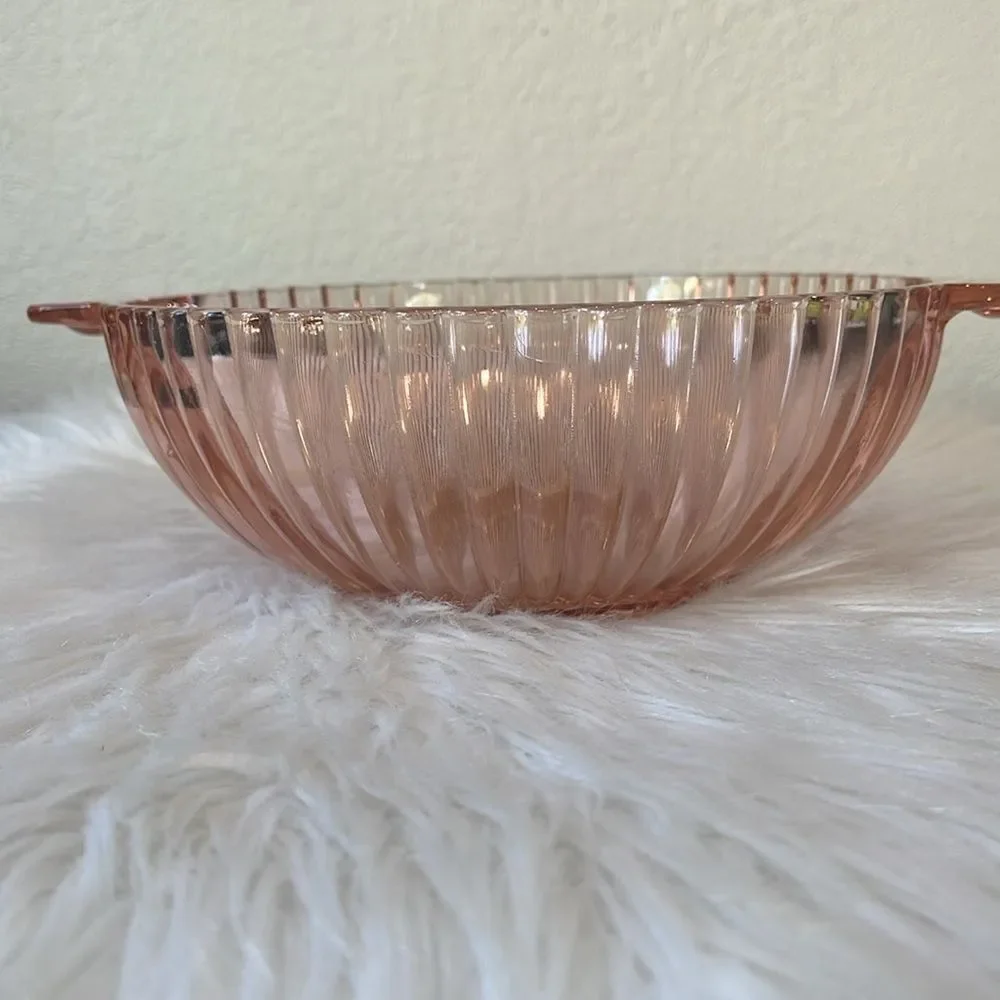 ANCHOR HOCKING PINK DEPRESSION GLASS RIBBED 8
